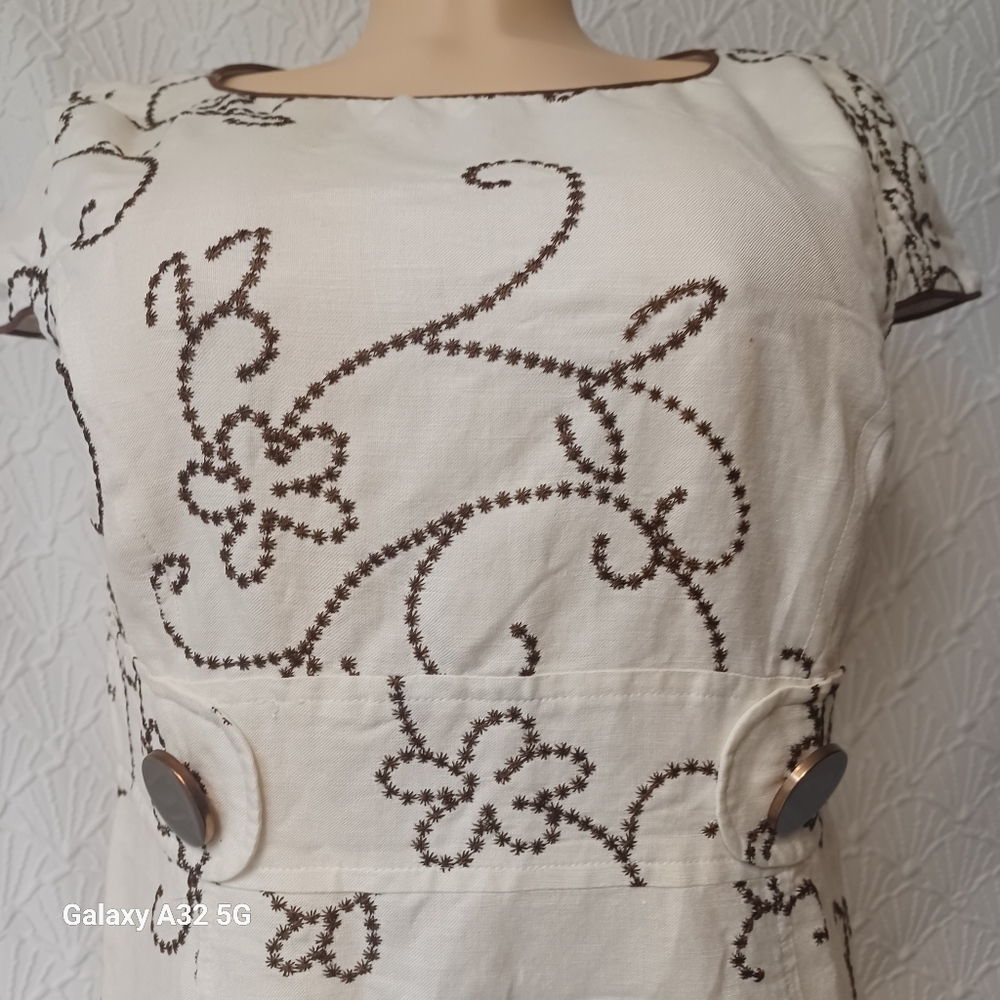 Jessica Howard Wimen Size.10P Cream Sheath Dress with Flutter Cap Sleeves - Picture 5 of 16